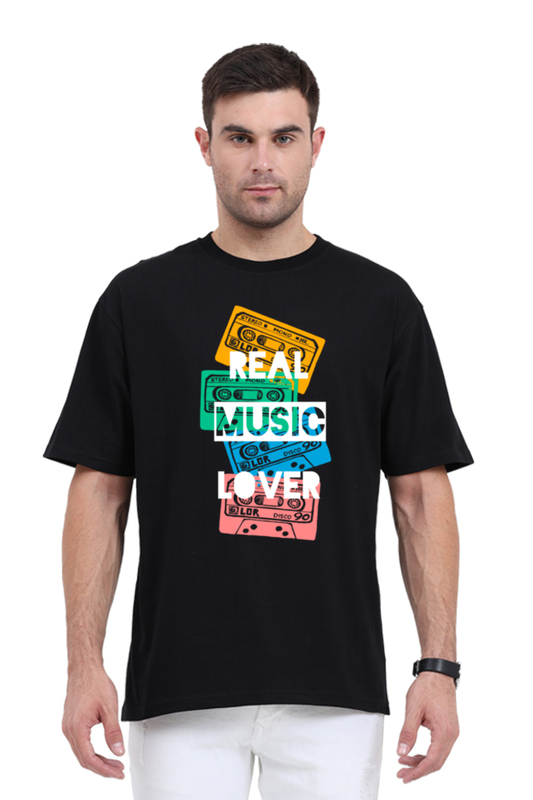 Oversized Classic Unisex Fit T-shirt Real Music Lover Print