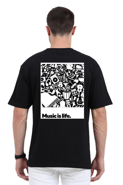 Oversized Classic T Shirt- Music is life print