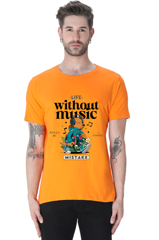 Unisex Classic Orange T-shirt with Life Without Music