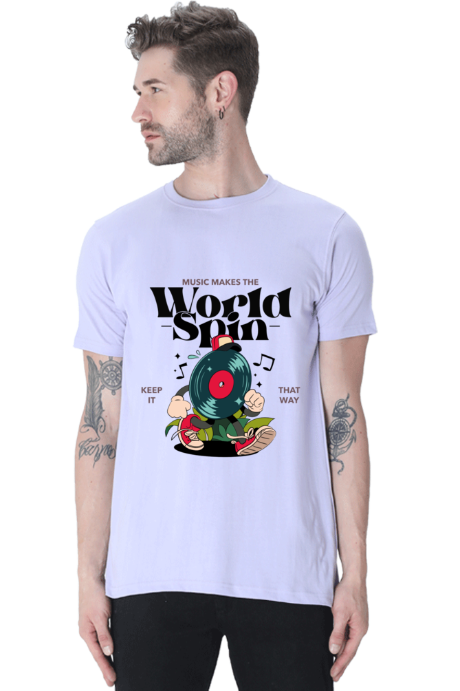 Unisex Classic T-shirt Music Spins World Print