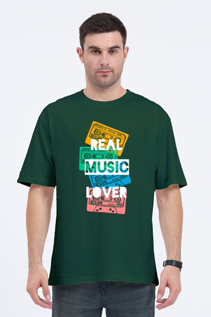 Oversized Classic Unisex Fit T-shirt Real Music Lover Print